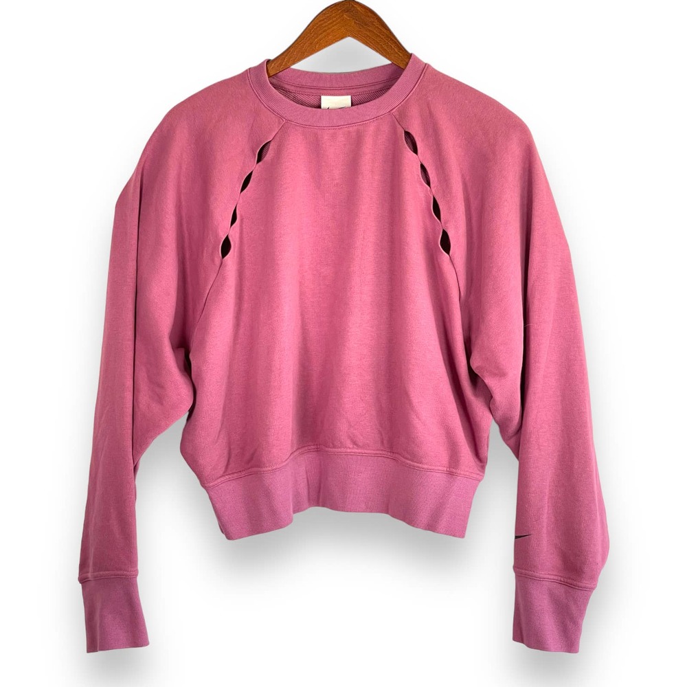 Nike Mauve Dri-Fit Long Sleeve Sweatshirt Open Design Cropped Length Women's M
